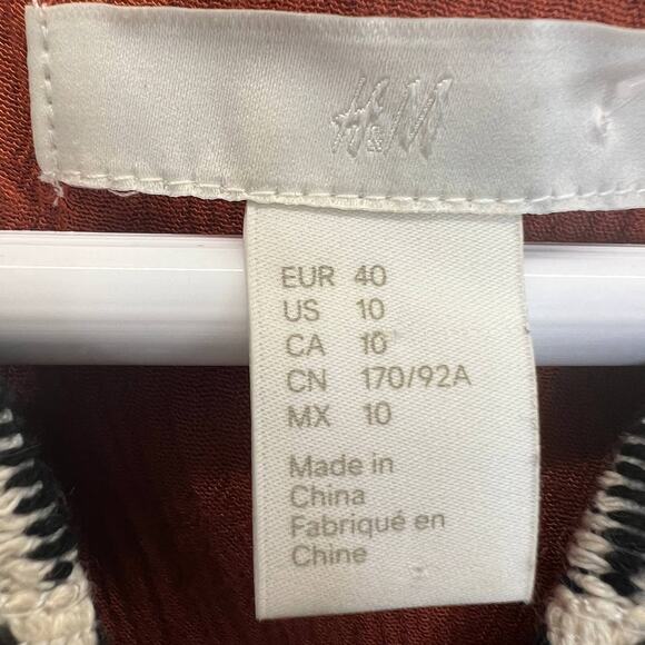 H&M Boho Peasant Blouse Orange Embroidered Tunic Top 10 M Ethnic Festival Flowy - Picture 2 of 11